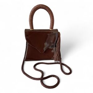 Vintage Patent Leather Braided Shoulder Bag